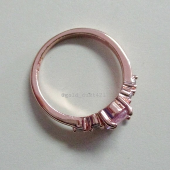 Rose Gold Plated Oval Cut Pink Topaz Ring - Picture 2 of 4